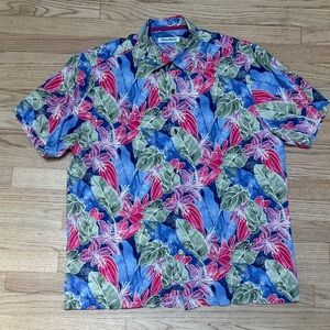 Tommy Bahama Men's Tropical Floral Shirt - Blue, Red, Green